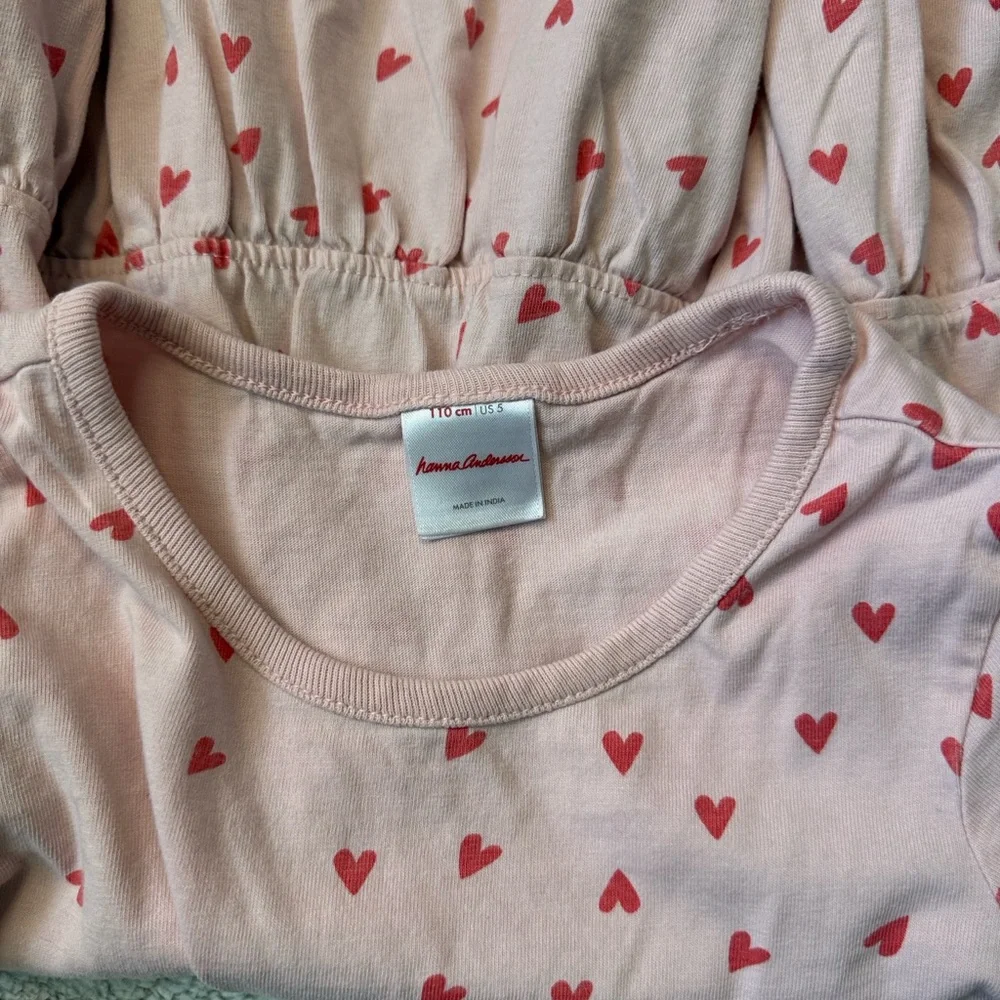 Hanna Andersson pink heart dress girls 5T feminine pastel girlhoodcore summer